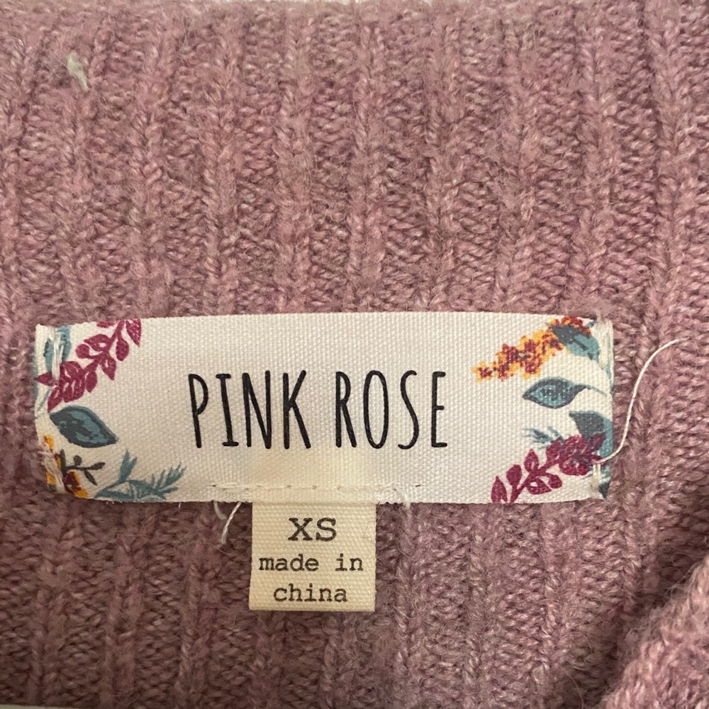 Pink Rose Dusty ROSE Ribbed Mock Neck Sweater - Picture 2 of 6